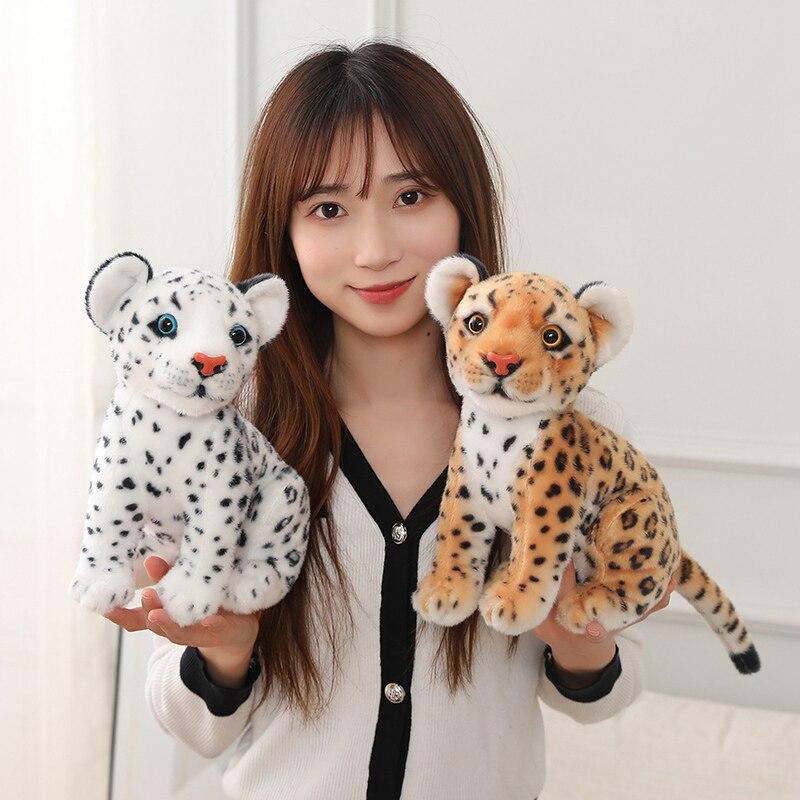 28/32 cm Kawaii Real Like Leopard Plysjdukker Utstoppede Myke Dyrelker Simulering Snøleopard Barn Barn Gutter Bursdagsgave