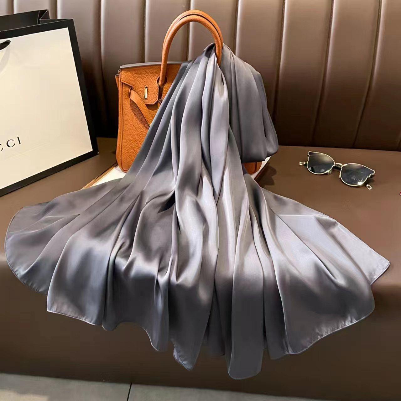 

New solid colour anti-silk scarf spring and autumn sunscreen beach towel female silk scarf outside the air conditioning shawl 90*180cm