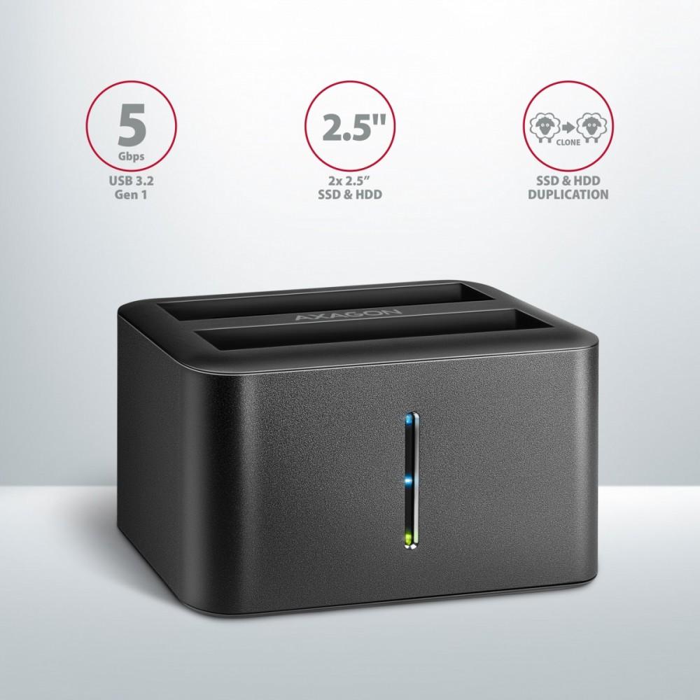 AXAGON ADSA-D25, USB 3. 2. Nesil 1 2xSata 6G 2.5in