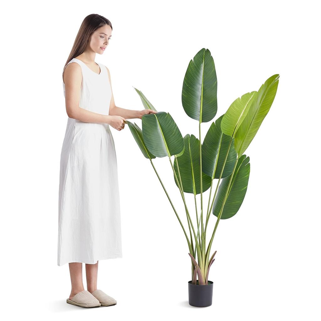 Artificial Birds Of Paradise Tree, 1.5mTall Faux Plant, PE Material & Anti-Tip Tilt Protection Low-Maintenance Plant, Lifelike Green Fake Tree for