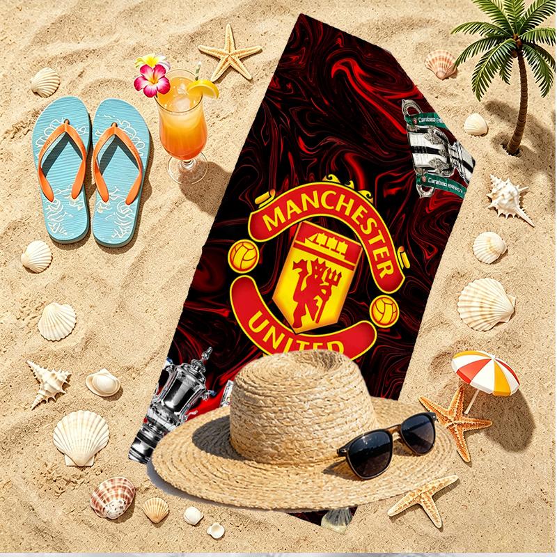 Football United F.C Print Beach Towel, Versatile Lightweight Absorbent Beach Towel for Pool Surf Yoga Bathroom, Perfect Birthday Holiday Gift
