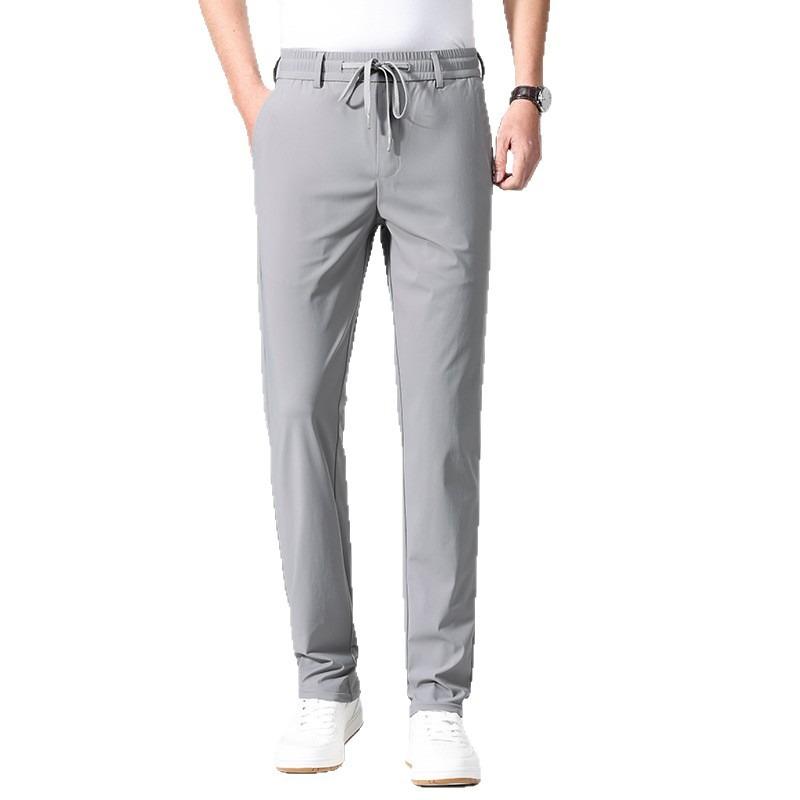 Summer New Ice Pants Men's Casual Pants Sports Elastic Drawstring Straight Pants Loose Breathable Quick-drying Men's Trousers