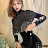Lace Design Folding Fan Floral Pattern Handheld Fan Vintage Lace Hand Fan  Party