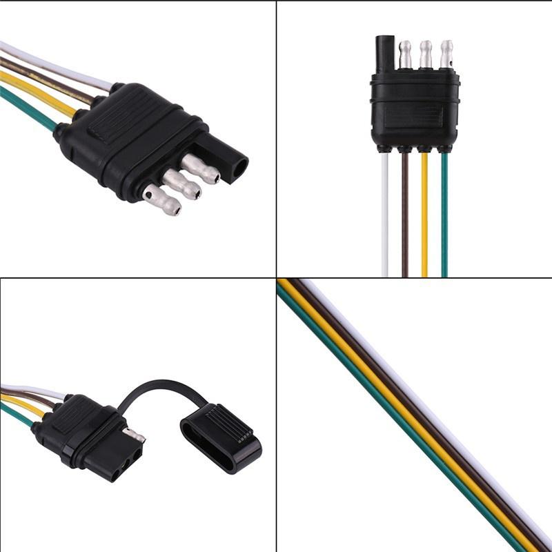 6-24V 4 Pin Trailer Plug Flat Trailer Plug Socket Wiring Connector Adapter Fit for Caravan Towbar Towing