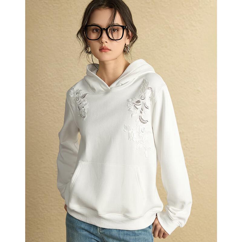 Wudao Floral Embroidery Hooded Sweatshirt M
