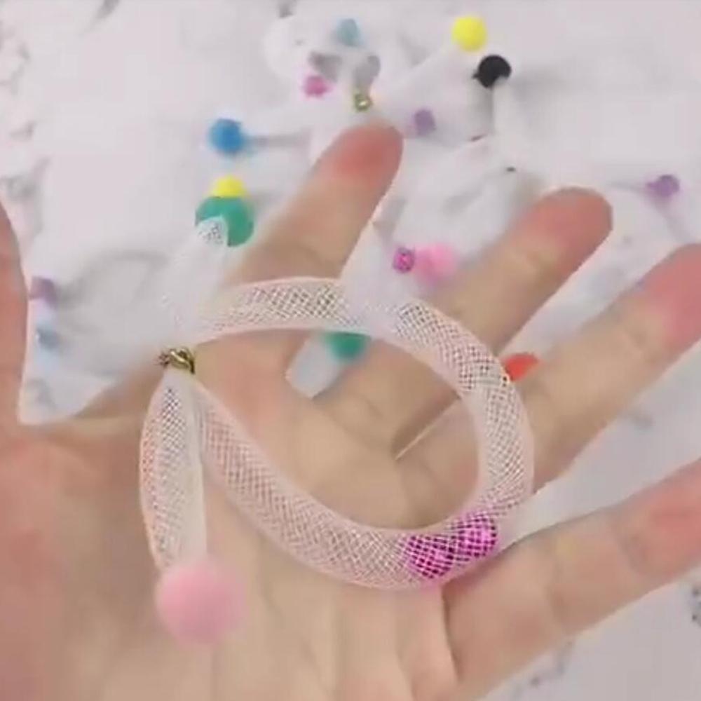 10pcs Mesh Tube Ring Bells Candy Colour Cat Toys Plush Balls Pet Ball Toy