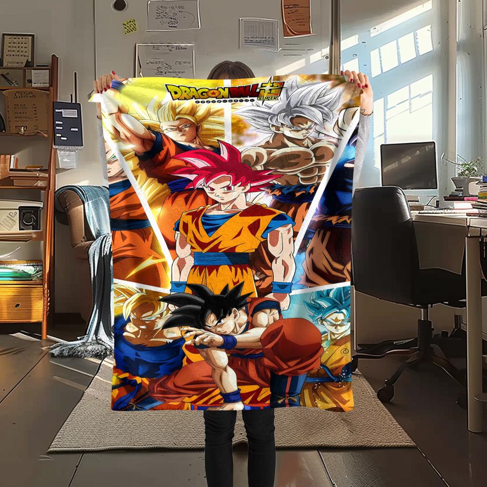 Dragon Ball Charaktere Druck Flanelldecke, Hohe Qualität, Bequem für Alle Jahreszeiten, Heimdekoration, Wärme und Komfort, Perfekt für Weihnachtsgeschenke