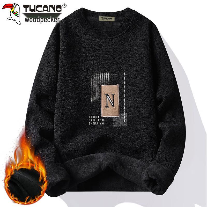 TUCANO Men's Plush Lined Winter Round Neck Sweater