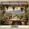 2D Flat Design, 1-piece Vineyard-themed Background Fabric, Suitable for Car Tailgate Displays and Wedding Decorations