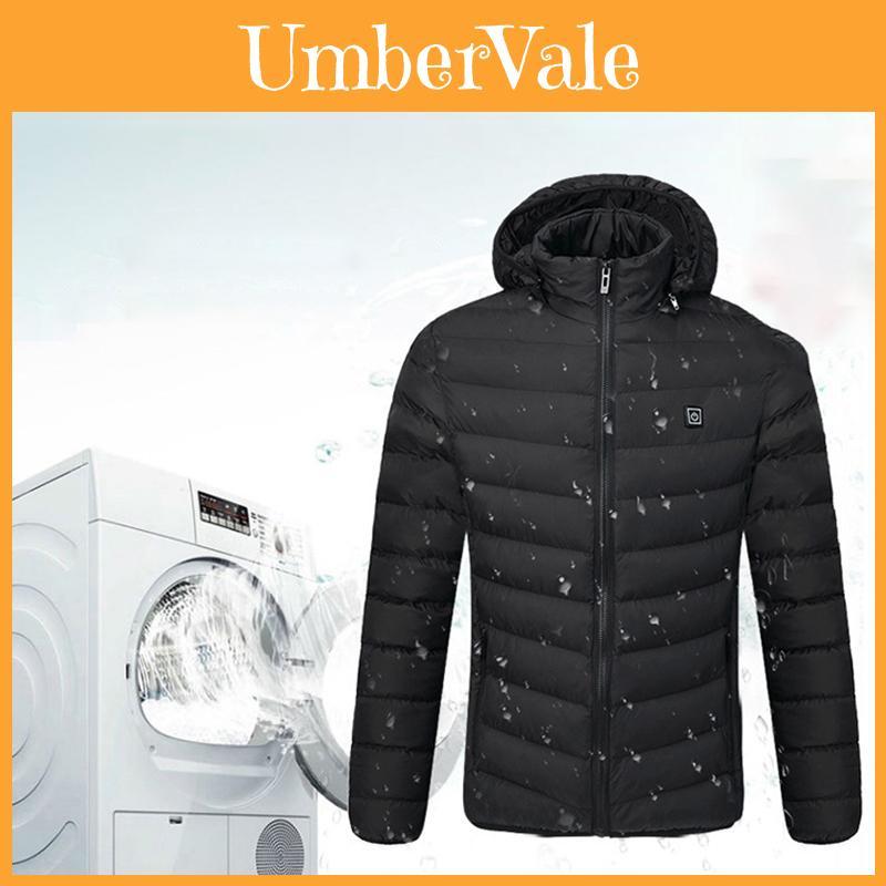 Luxurious Usb Heated Warm Back Cervical Spine Hooded Winter Jacket For Motorcycle Skiing