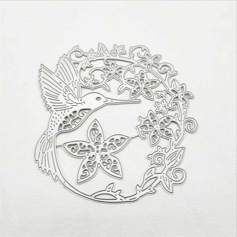 Hummingbirds In Flowers Pattern Metal Cutting Dies Craft Embossing Stamps for Card Making Decor Scrapbooking Stencil