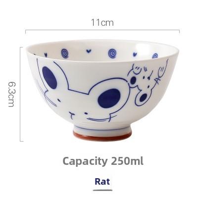 Creative Ceramic Zodiac Rice Bowl Set Home Kitchen Tableware Kids Cartoon Design