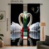 2Pcs Red Rose Curtain White Swan Birds Romantic Flower Wild Animals Happy Valentine'S Day For Bedroom Living Room Dining Room