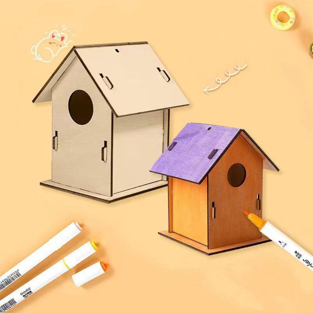 3pcs Wooden Bird Nest Minimalist Bird Cage Bird Villas Bird Feeder  Tree