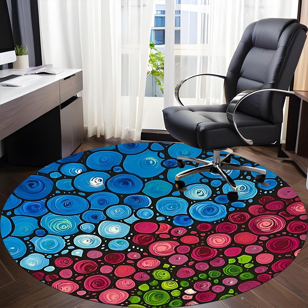 1pc Abstract Circles Office Round Area Rug, Indoor Mat Suitable ForOffice, Under Office Chairs Bedroom Living Room Home Decor, Room Deco T191