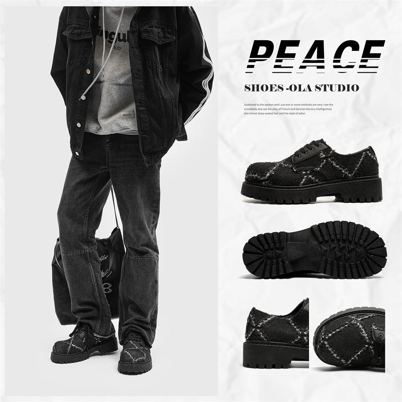 Fashion Thick-soled Derby Shoes Men's Denim Cloth Shoes Korean Breathable Low-top Sneakers Fashion Men's Casual Shoe Zapatos de hombre