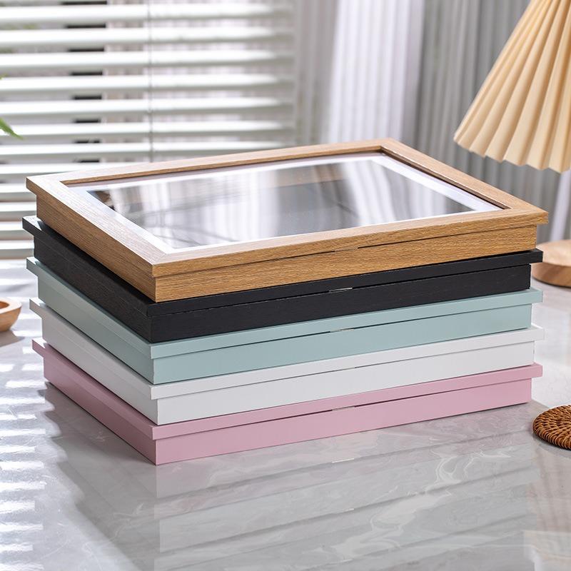 Ramki Artystyczne Drewniane Magnetyczne Otwierane od Przodu Zmienne Dziecięce Frametory Na Zdjęcia Rysunki Obrazy Wyświetlanie Albumy Ozdoba Domu