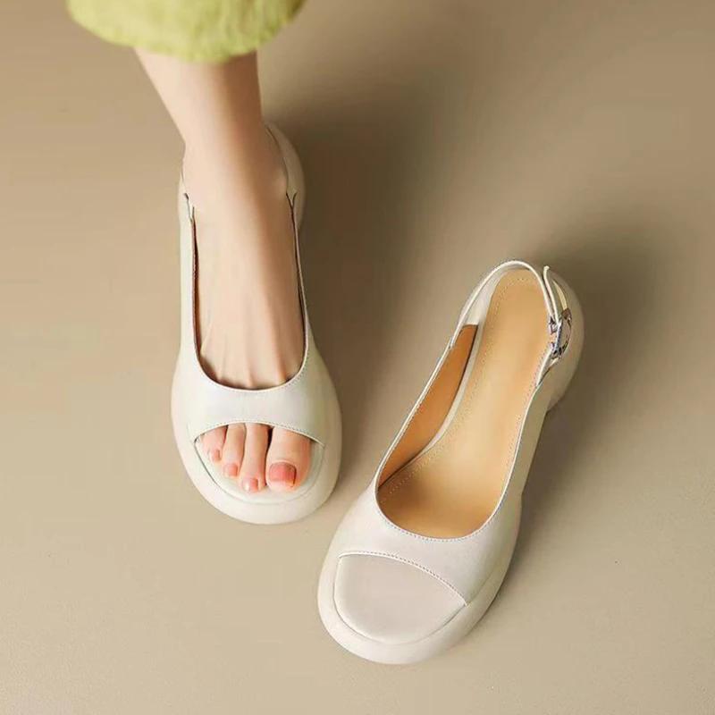 Fashion Elegant Low Heel Platform Women's Sandals Summer Leisure Outdoor Hiking Beach Sandal Shoes for Women Open Toe Back Strap Sandals