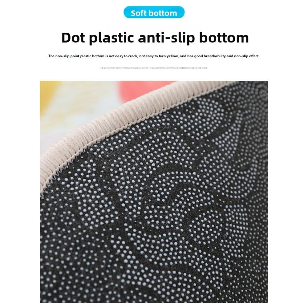 Cute Cartoon Irregular Cashmere-Like Floor Mat, Water Absorbent Anti-Slip Rug for Bathroom Bedroom Home Decor