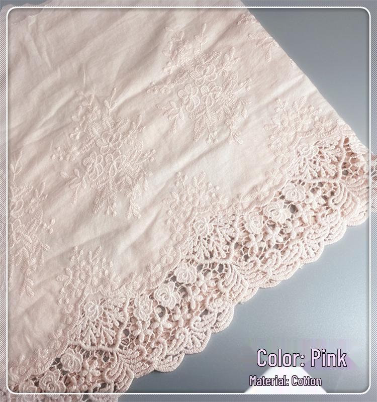 36cm Wide Embroidered Cotton Lace Trim for Lolita-Style Clothing & Curtain Decoration