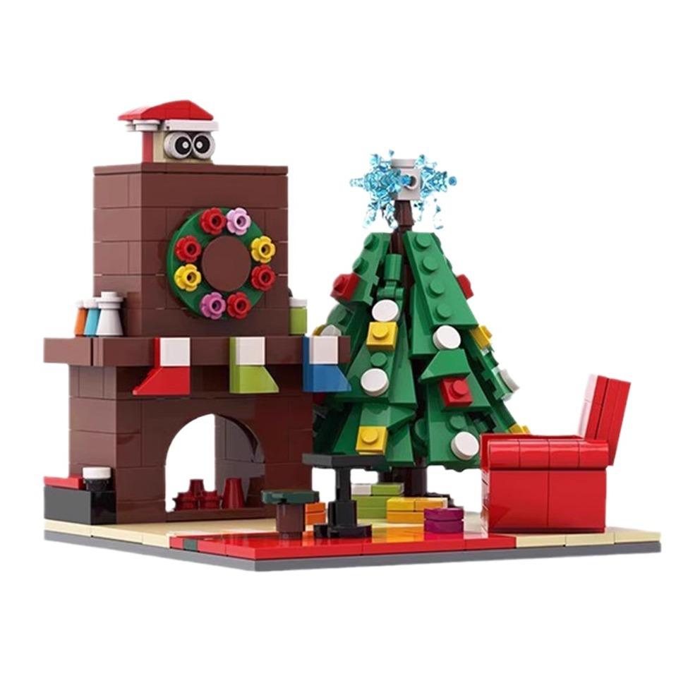 Winter Kamin Hausdekoration DIY Szene Baustein Zusammenbaumodell Kinderspielzeug Erwachsenengeschenke