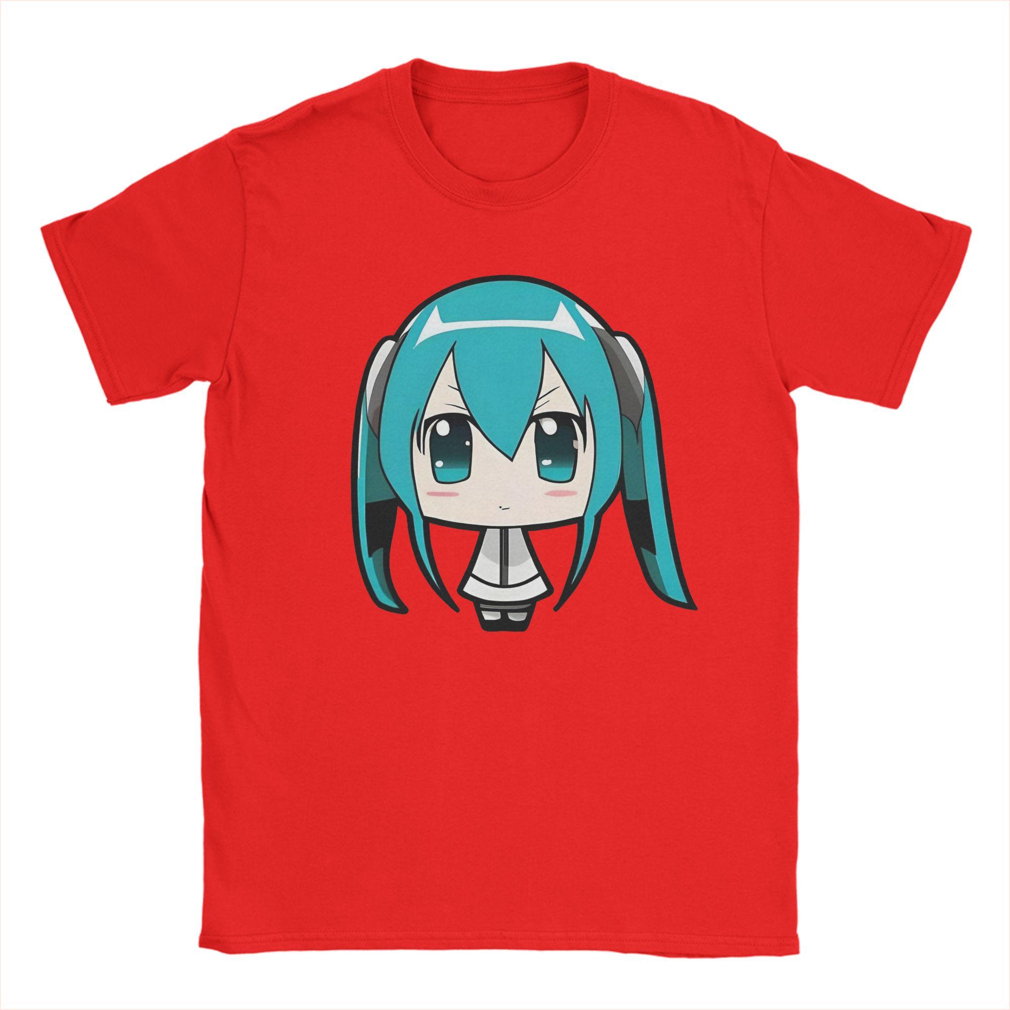 

Мужская футболка Hatsune Miku Vocaloid из чистого хлопка Винтажные футболки с круглым вырезом Короткий рукав Одежда 6XL M