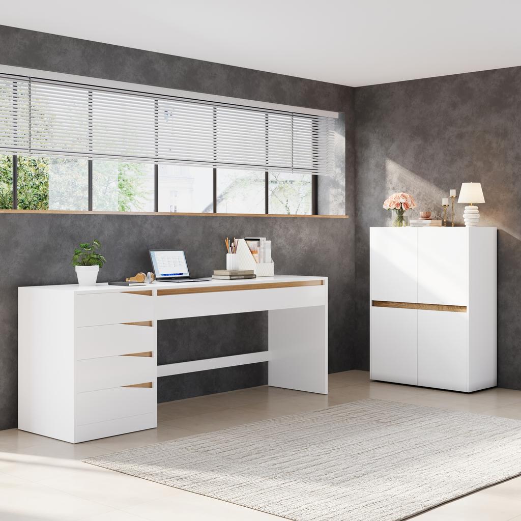 Highboard, Filing Cabinet, 90x40x110cm - Adjustable Shelves - Sideboard, Modern Cabinet, Chests of Drawers, Storage Cabinet, Tall Cabinet