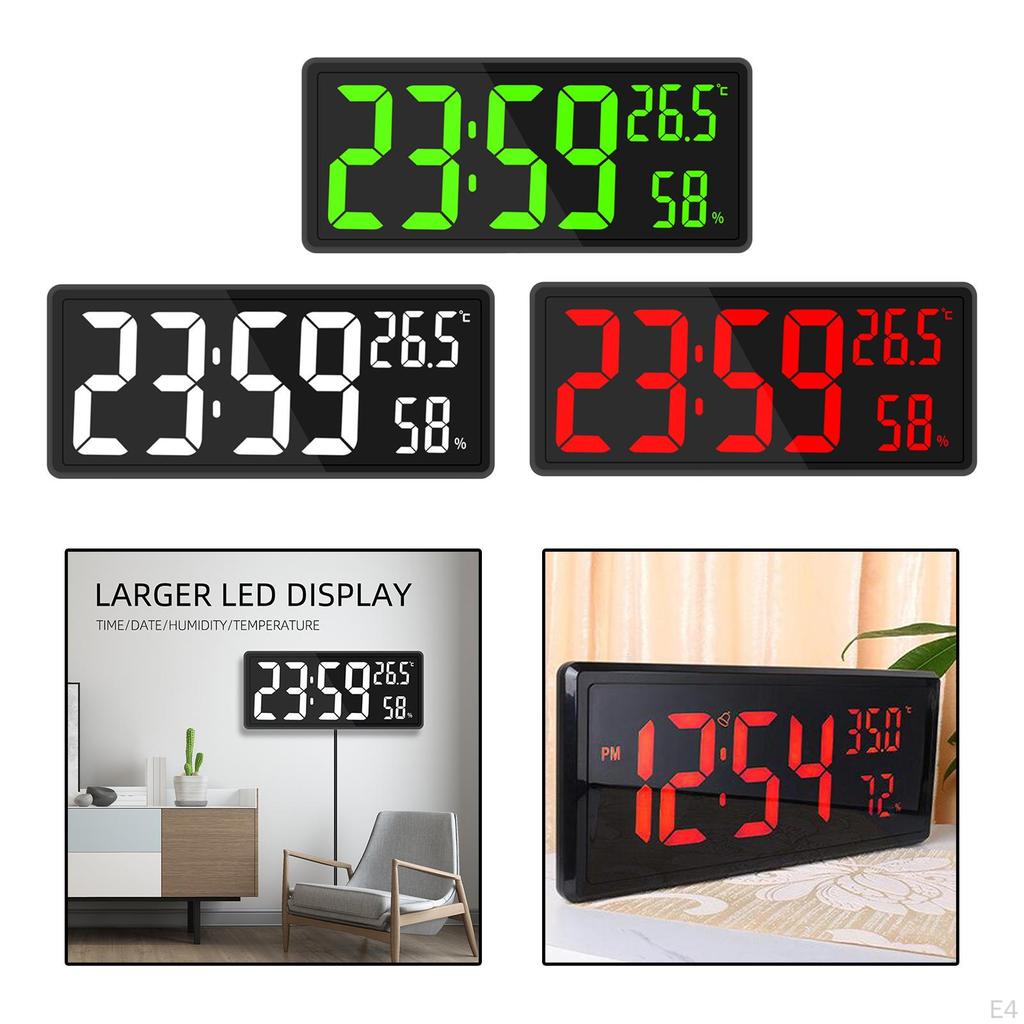 Orologio Luminosità Dimmer a 3 Livelli con Temperatura e Umidità Interna Elettronico a Numeri Grandi 12/24H