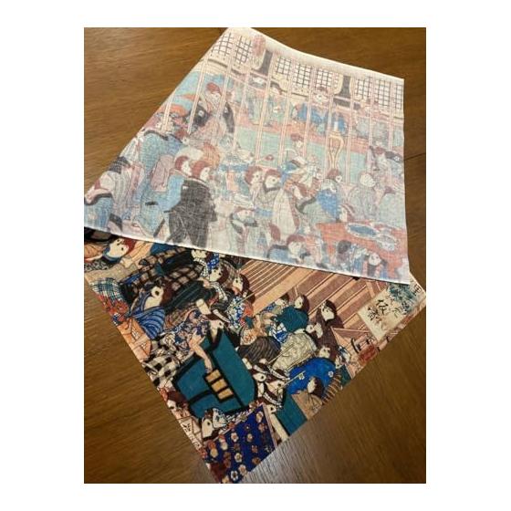 Ukiyo-e Tenugui Towel - "Satotsuzume Negura No Karisuk" by Kuniyoshi Utagawa - 100% Cotton, Premium Tokka Fabric, Gentle On Skin, Lightweight