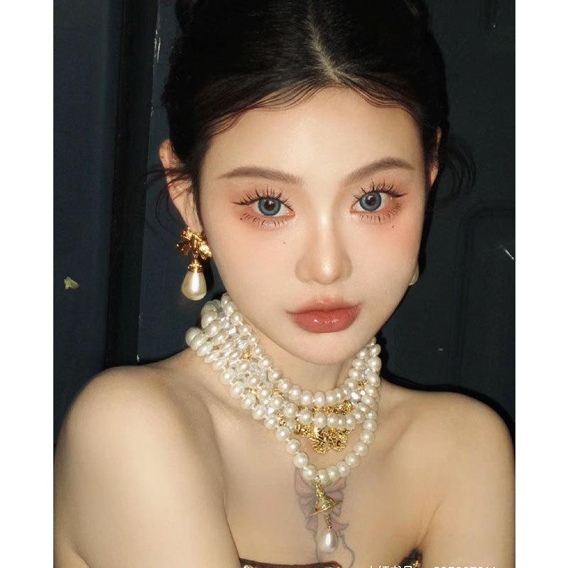 Vintage Pearl Drop Necklace With Copper Pendant For Womens Daily Wear And Gift