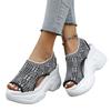 Thick-soled Large-size Summer New Muffin Bottom Solid Color Foot Cover Knitted Sandals