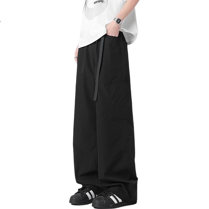 CLOR Japanese-Style Casual Pants for Men, Spring And Summer Workwear Wide-Leg Loose Straight-Leg Trousers, CL57 Black 4XL
