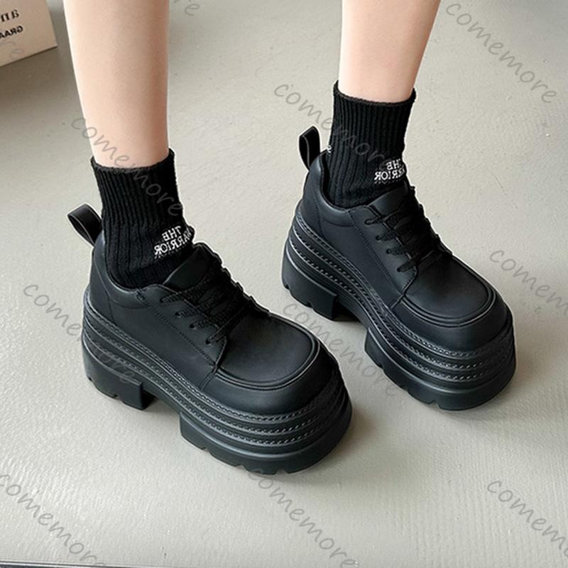 Fashion Comemore Thick Bottom Fashion Women Pumps Spring Autumn New Height Increase Black Lace Mary Jane Loafers Female High Heels Shoes