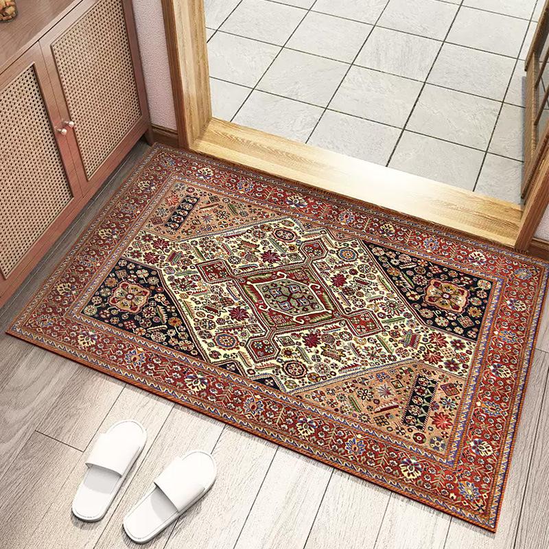 Retro Persian Style Dustproof and Water-Absorbent Door Mat for Entrance, Living Room, and Bathroom