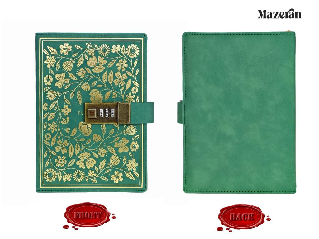 Mazeran Notebook with PU Leather Dial Lock Notebook Travel Retro B6 Lock Lined Elegant Notebook Secret Lock Organization Stationery School Supplies