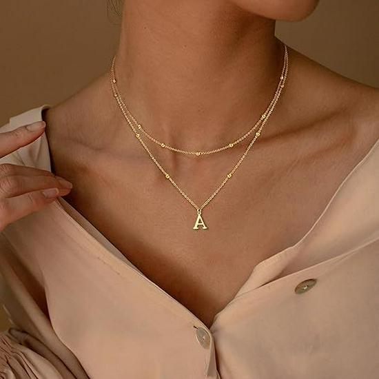 Exquisite 14K Gold Plated Copper Initial Pendant Necklace - Personalized and Fashionable Jewelry