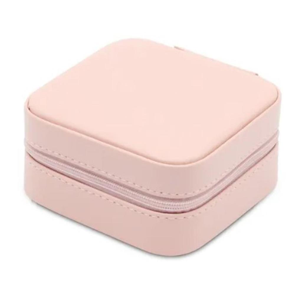 Small Jewelry Storage Box Minimalist PU Leather Portable Travel Jewelry Organizer Pink