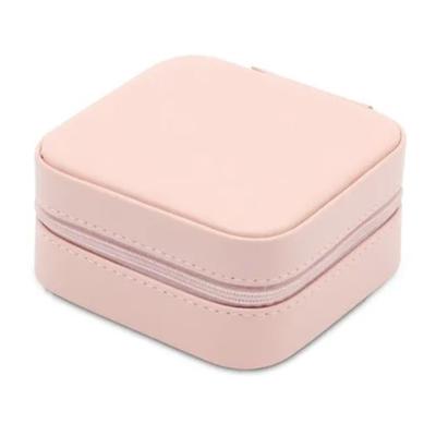 Small Jewelry Storage Box Minimalist PU Leather Portable Travel Jewelry Organizer Pink
