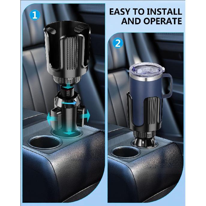 Car Cup Holder Expander with Adjustable Offset Base, All Purpose Cupholder Extender for car with Expandable, Univeral for Most Popular Large Travel