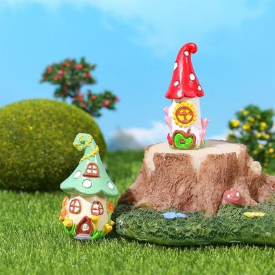 Güzel Küçük Pürüzsüz Mini Ev Heykeli Peri Dünyası Mantar Kulübesi Masa Süsü Minyatür Bahçe Aksesuarları