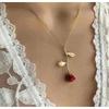 European and American Fashion Personality Temperament Red Rose Pendant Necklace Women's Simple and Creative Oil Drop Necklace