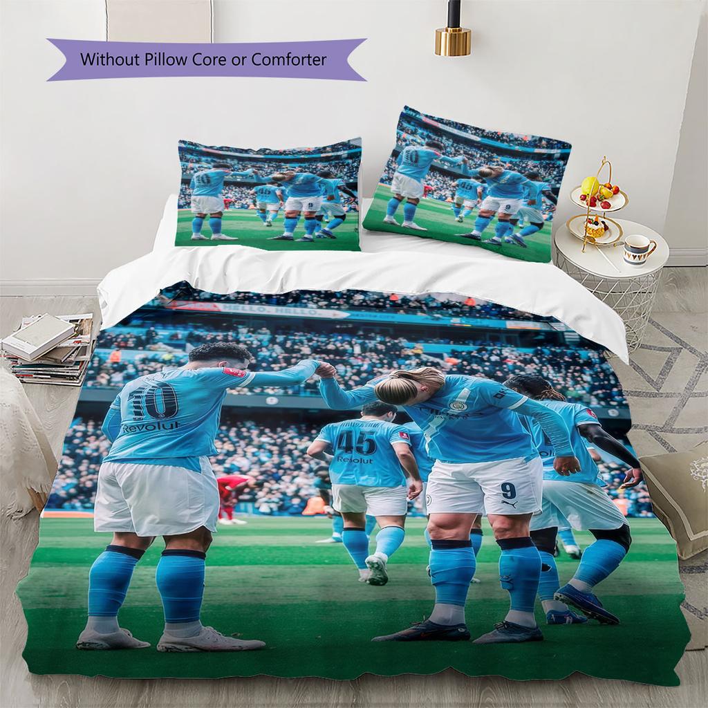 Erling Haaland Pattern Bedding Home Decoration Birthday Gift ( 1 Duvet Cover + 2 Pillowcase, Without Core),fan Merchandise.