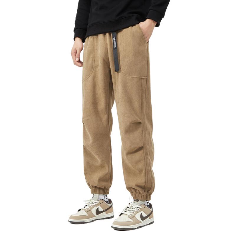 OVERPROTECTIONit Men's Fleece Lined Corduroy Drawstring Casual Pants