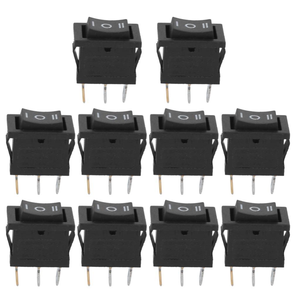 10Pcs KCD1 Boat Rocker Switch 3 Pin 3 Position Toggle ON-OFF-ON Mini Rocker Switch  Auto Toggle