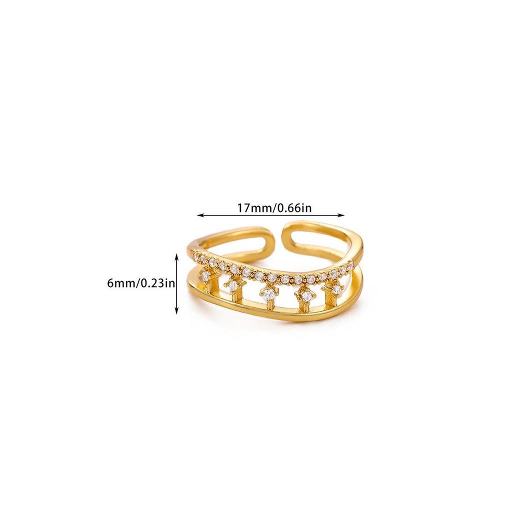 Eleganter Zirkonia-besetzter offener Ring für Damen - Schickes, leichtes Design für den täglichen Gebrauch