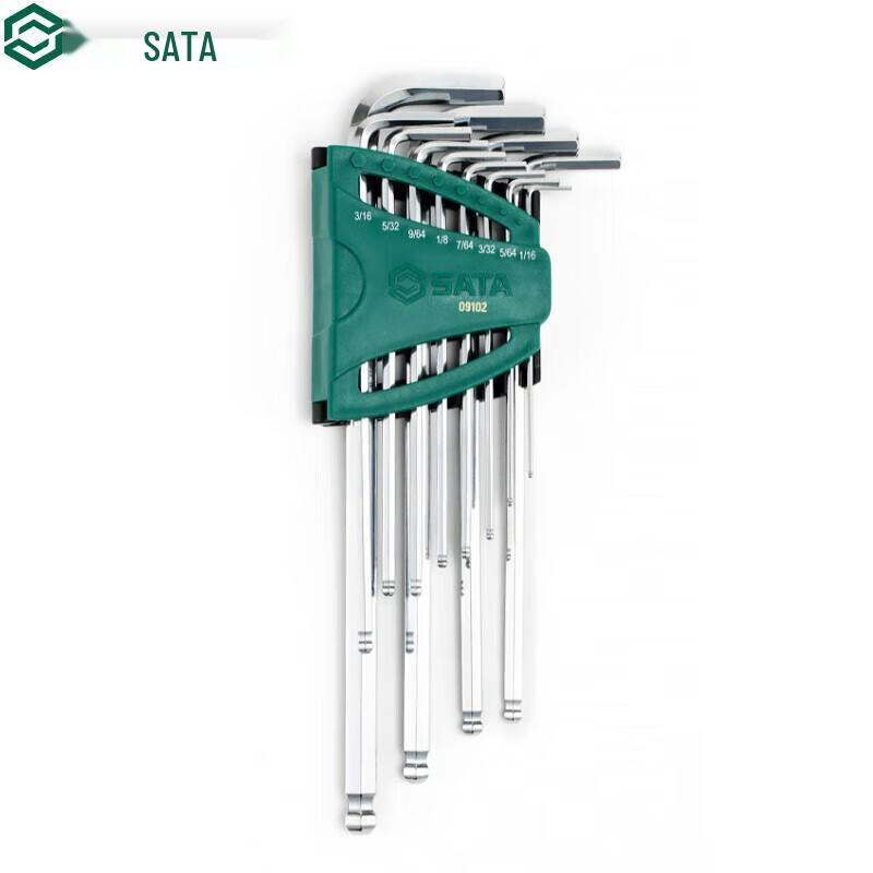 SATA 09102 12-Piece Imperial Extra Long Ball End Hex Key Set 12-Piece Set