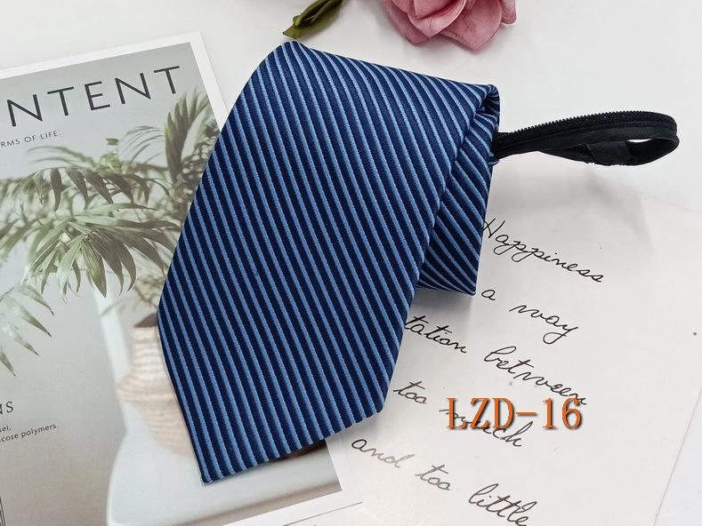 Men's Easy-Pull Knot-Free 8cm Striped Black Zipper Tie