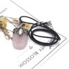 1Pcs Lot Natural Stone Moon-shaped Necklace Pendant Agate Opal Amethyst Charm With Leather Cord Chain Necklaces for Women Men Jewelry 22x45 Mm