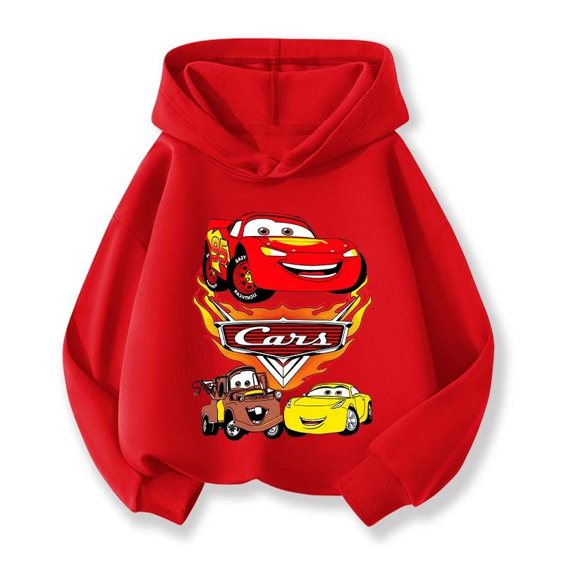 Car Movie Kids Hoodies Kawaii Cartoon Character Printed Tops Boys Winter Casual Sports Long Sleeves Autumn Children Clothing