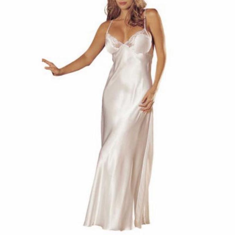 Women Sexy Nightwear Lace Nightgown Silk Sleepwear  Lingerie Satin Sleepdress